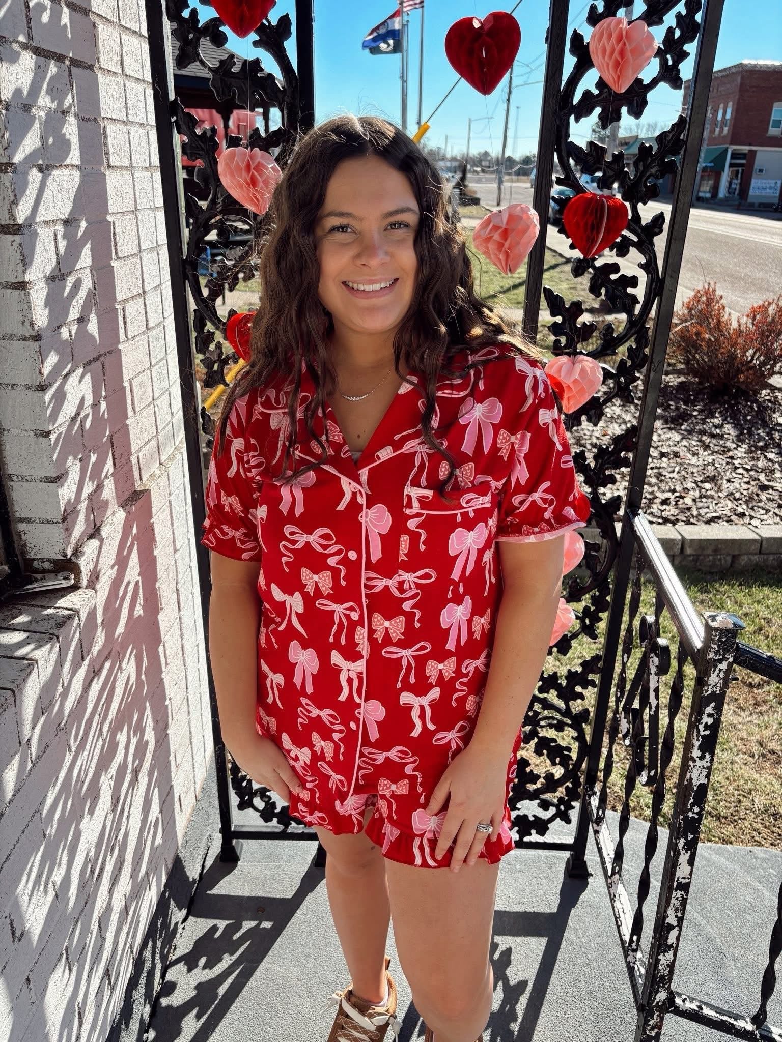 Red Bow Pajama Set