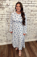 White Elegant Floral Long Dress