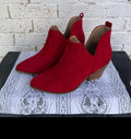 Hey Girl Red Suede Boots