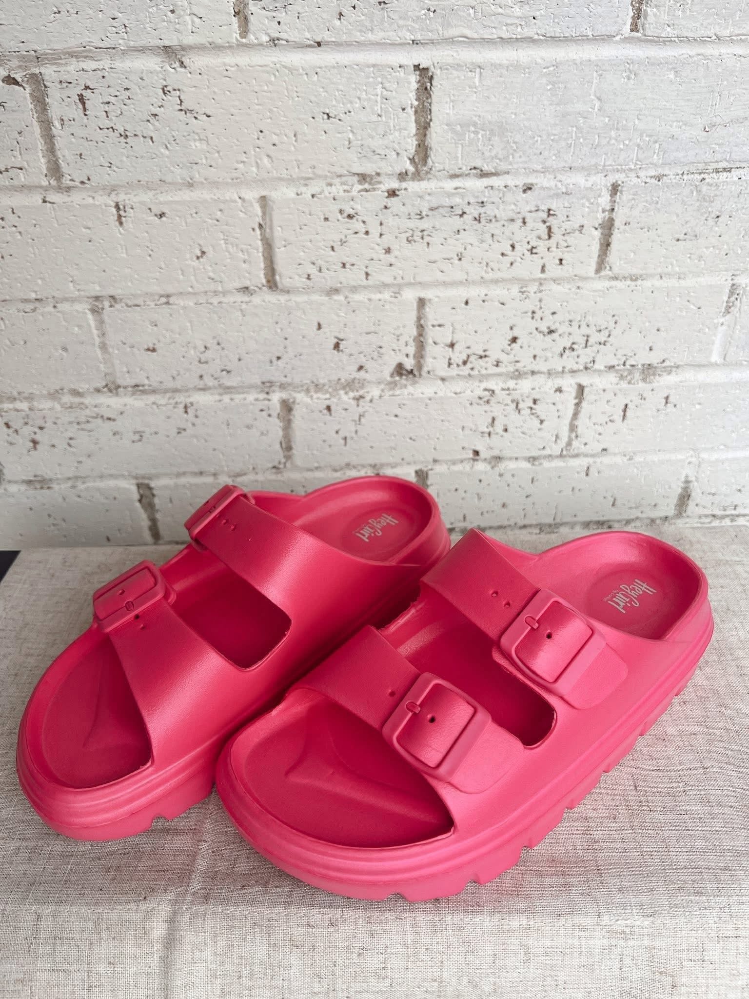 Hey Girl Neon Pink Slides