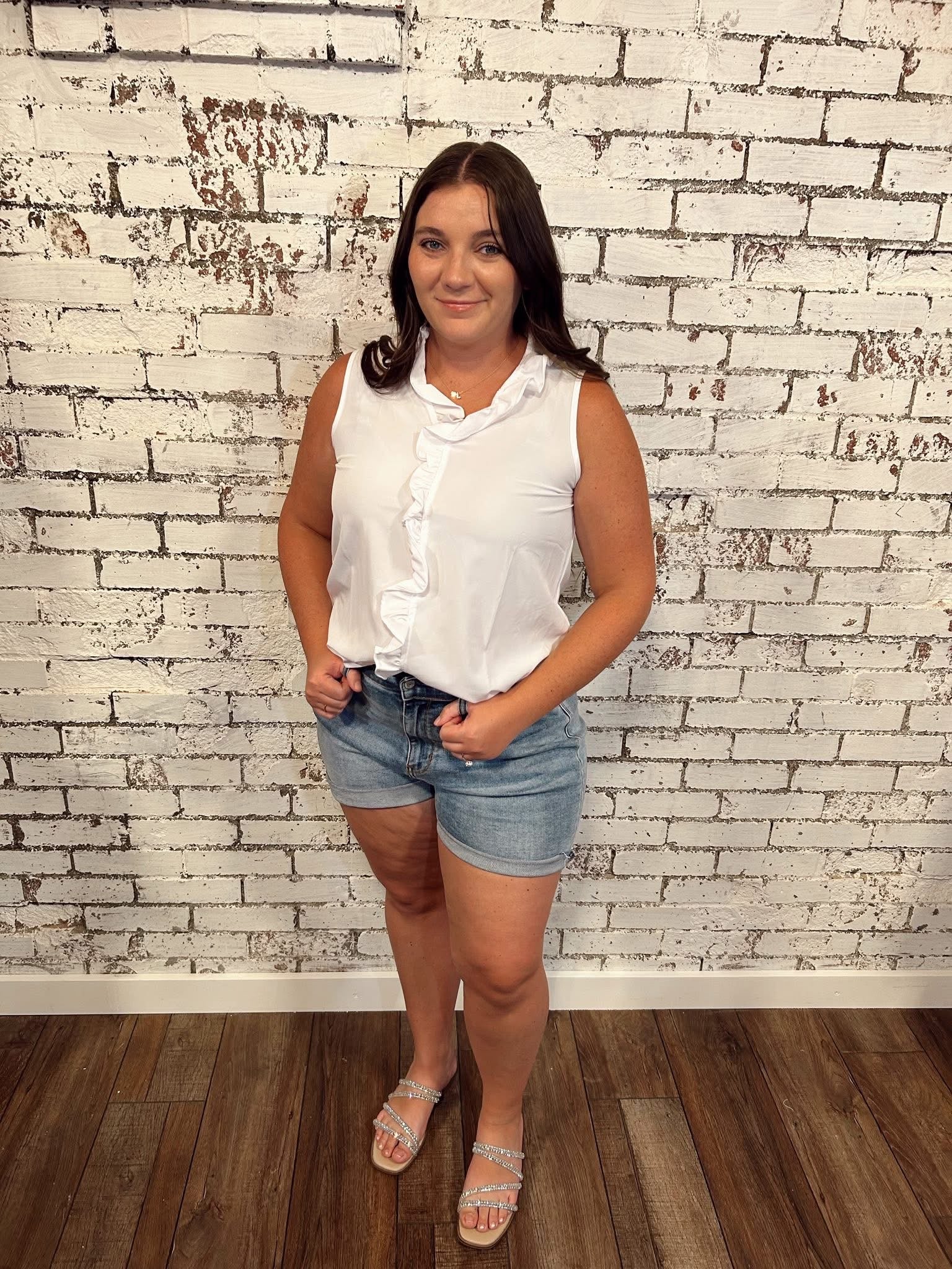 White V Neck Tank Top