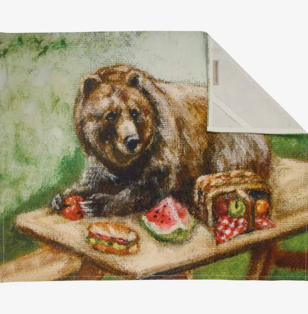 Bear picnic kitchen towel