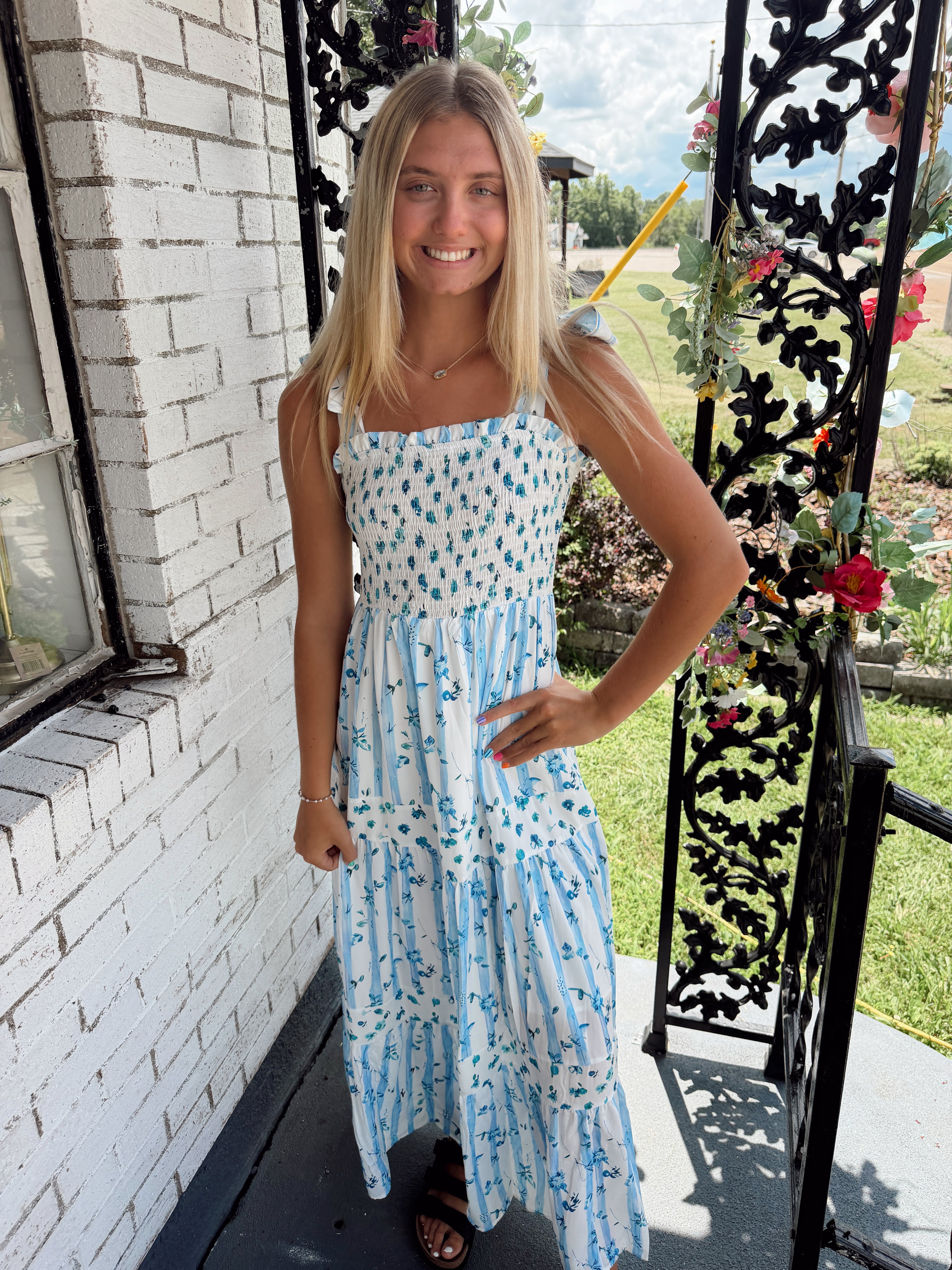 Sky Blue Floral Dress