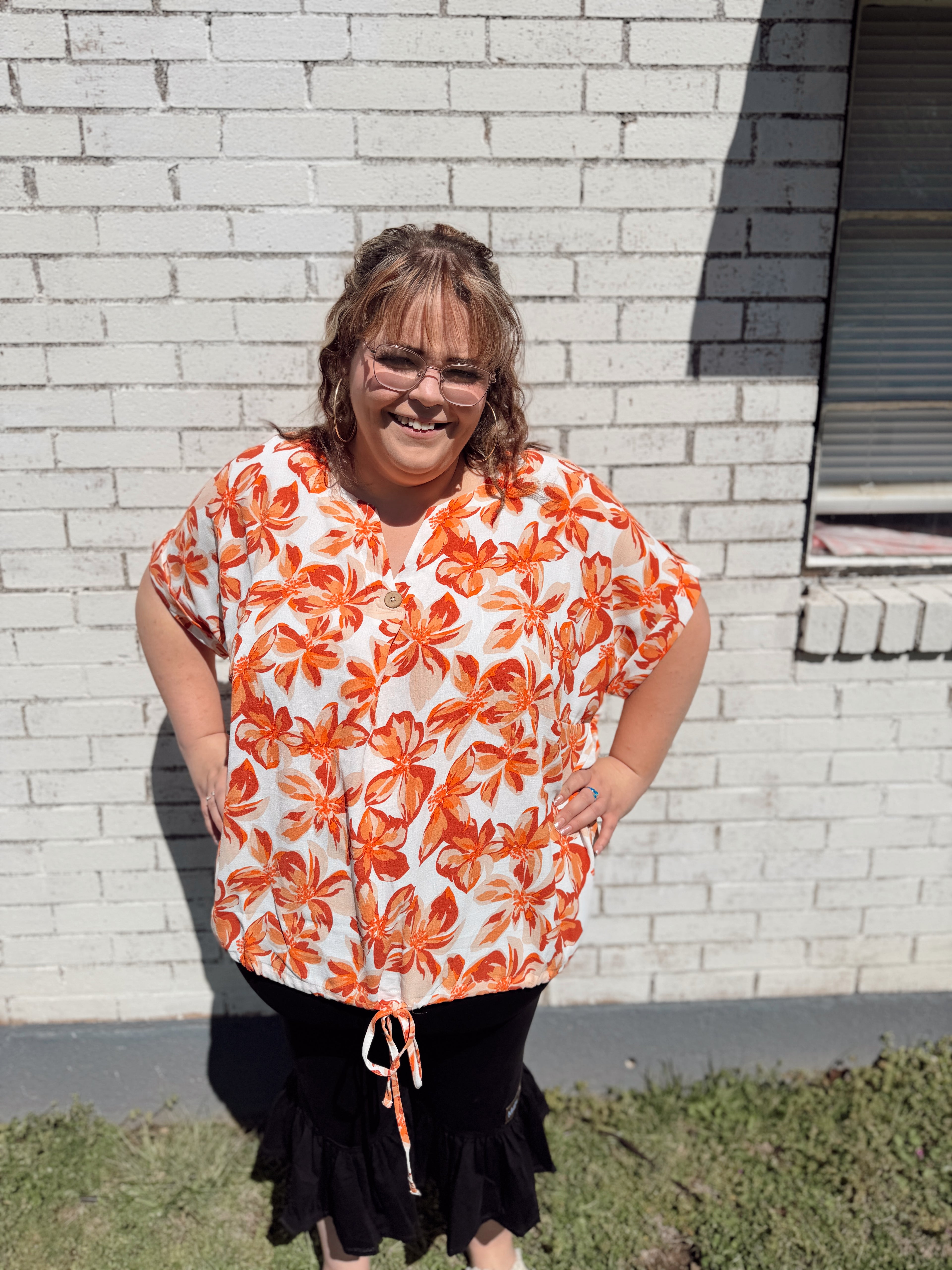 Curvy Orange Floral Top