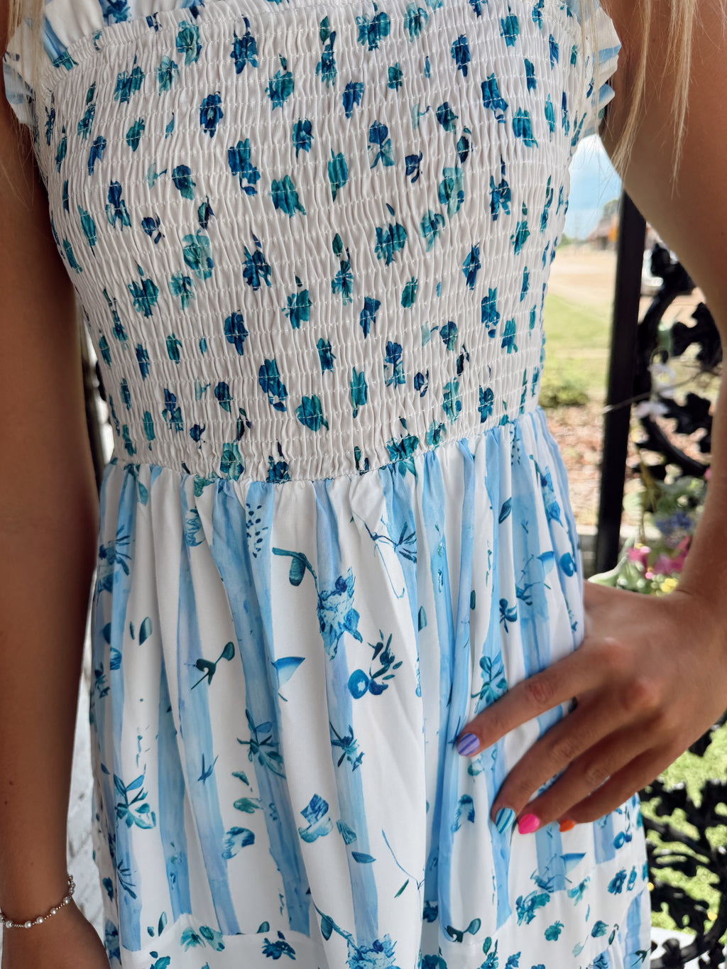 Sky Blue Floral Dress