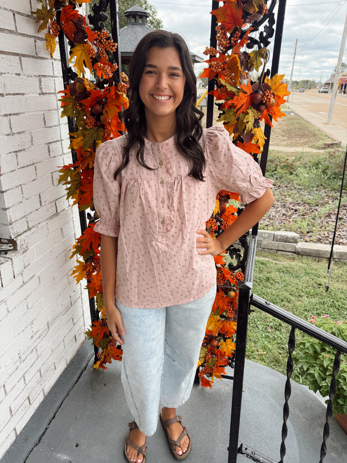 Pink Floral Button Up