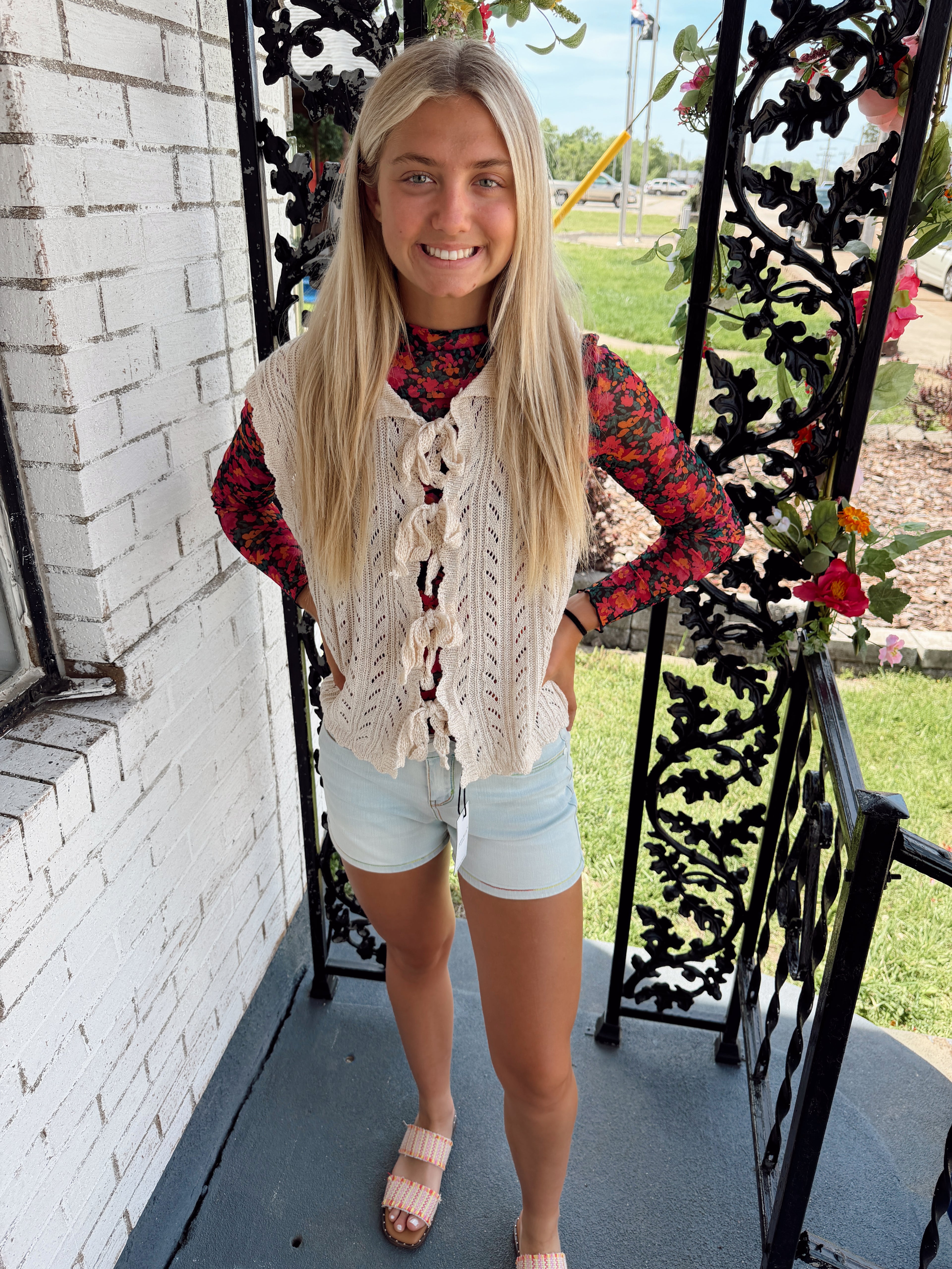 Tie Front Knit Tank Top