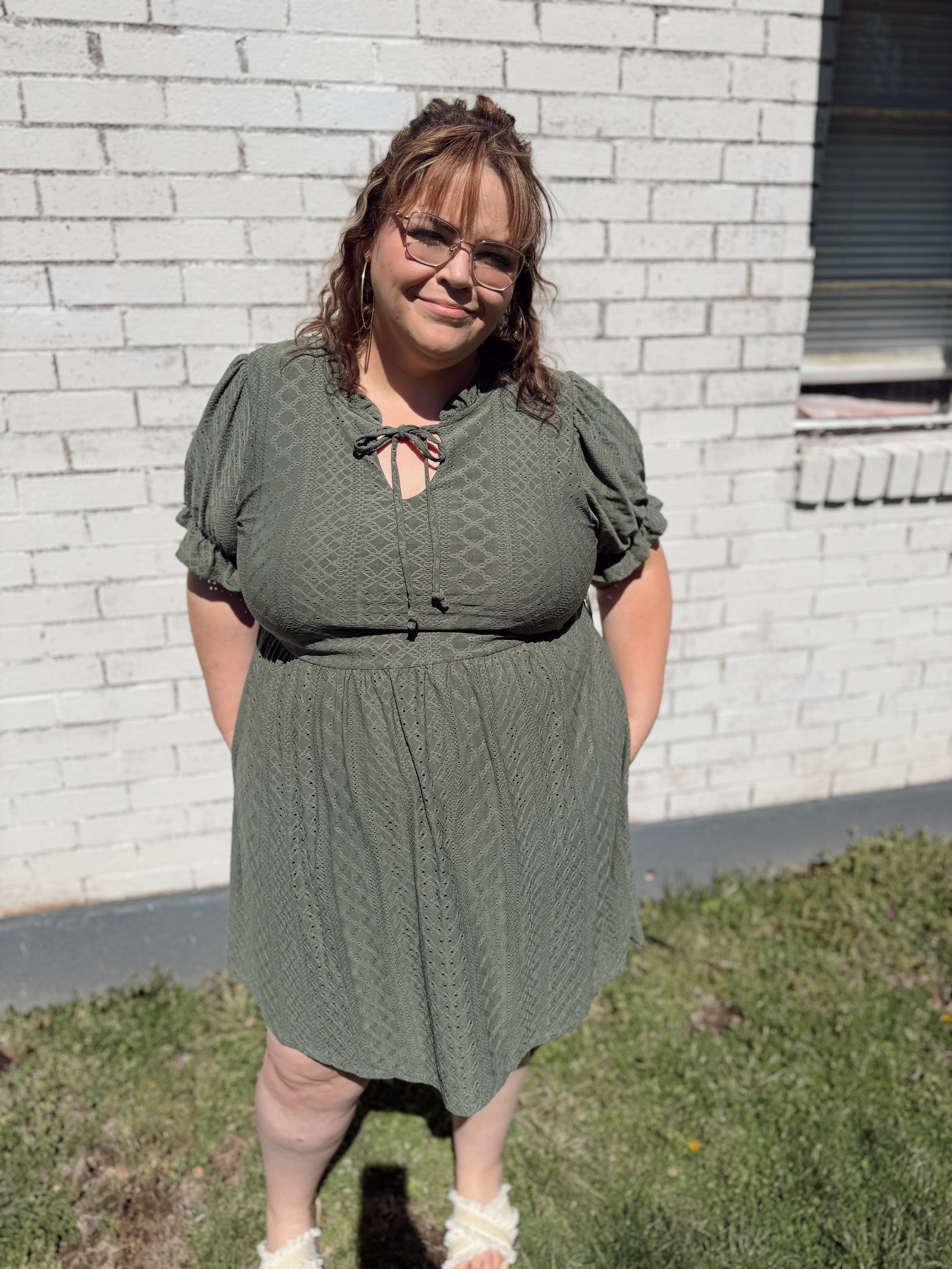 Curvy Green Ruffle Dress