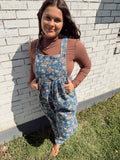 Denim Floral Overalls
