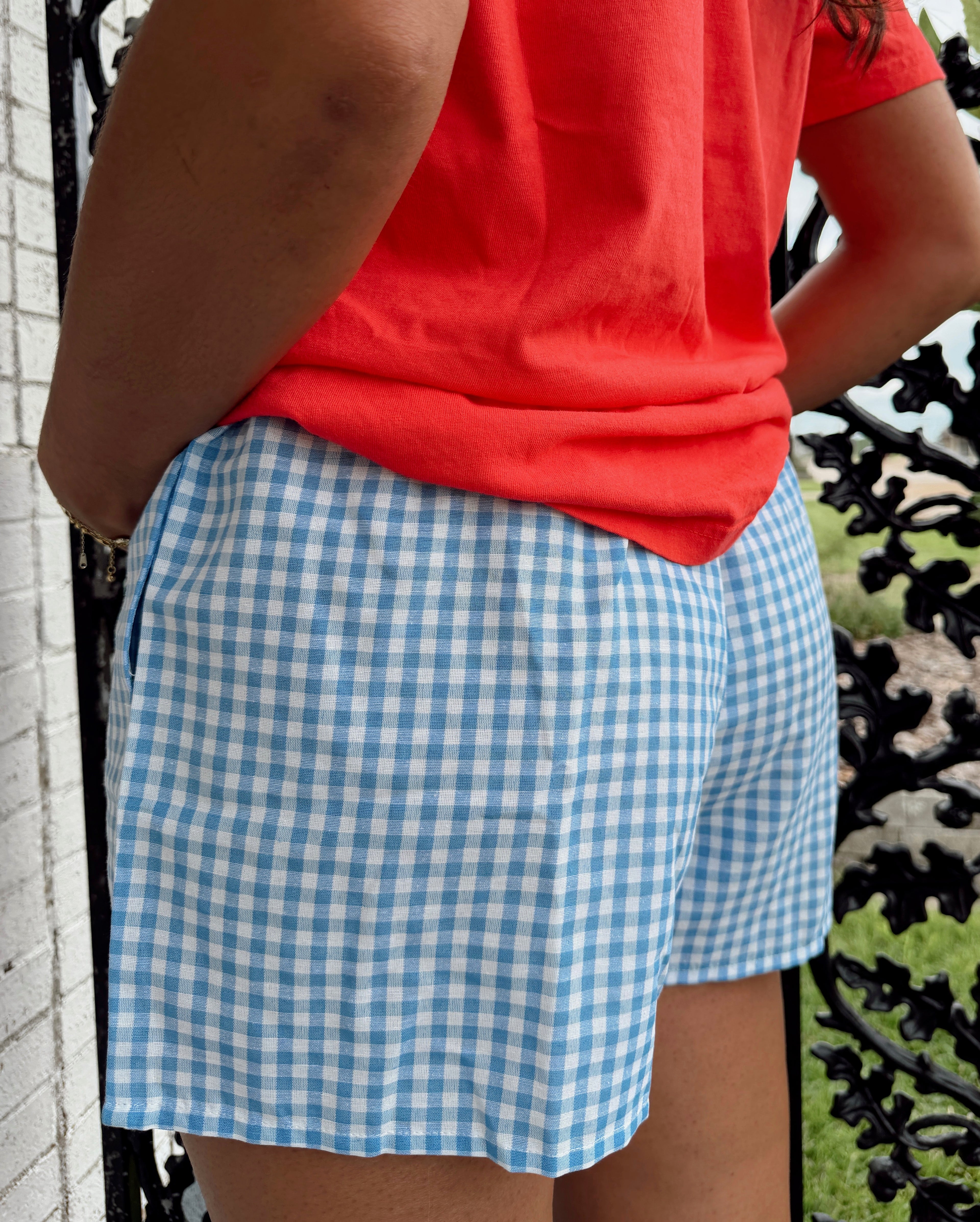 Blue Gingham Shorts