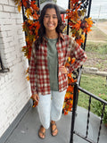 LDC Contrast Plaid Long Sleeve Button Down Shirt