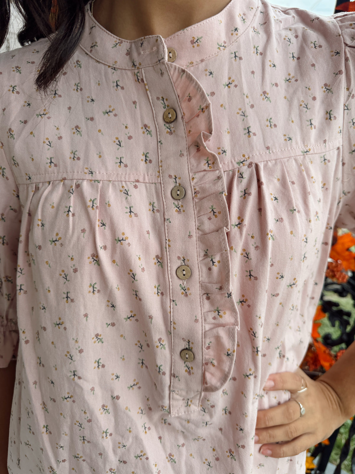 Pink Floral Button Up