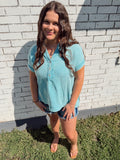 Zenana Washed Dusty Teal Shirt