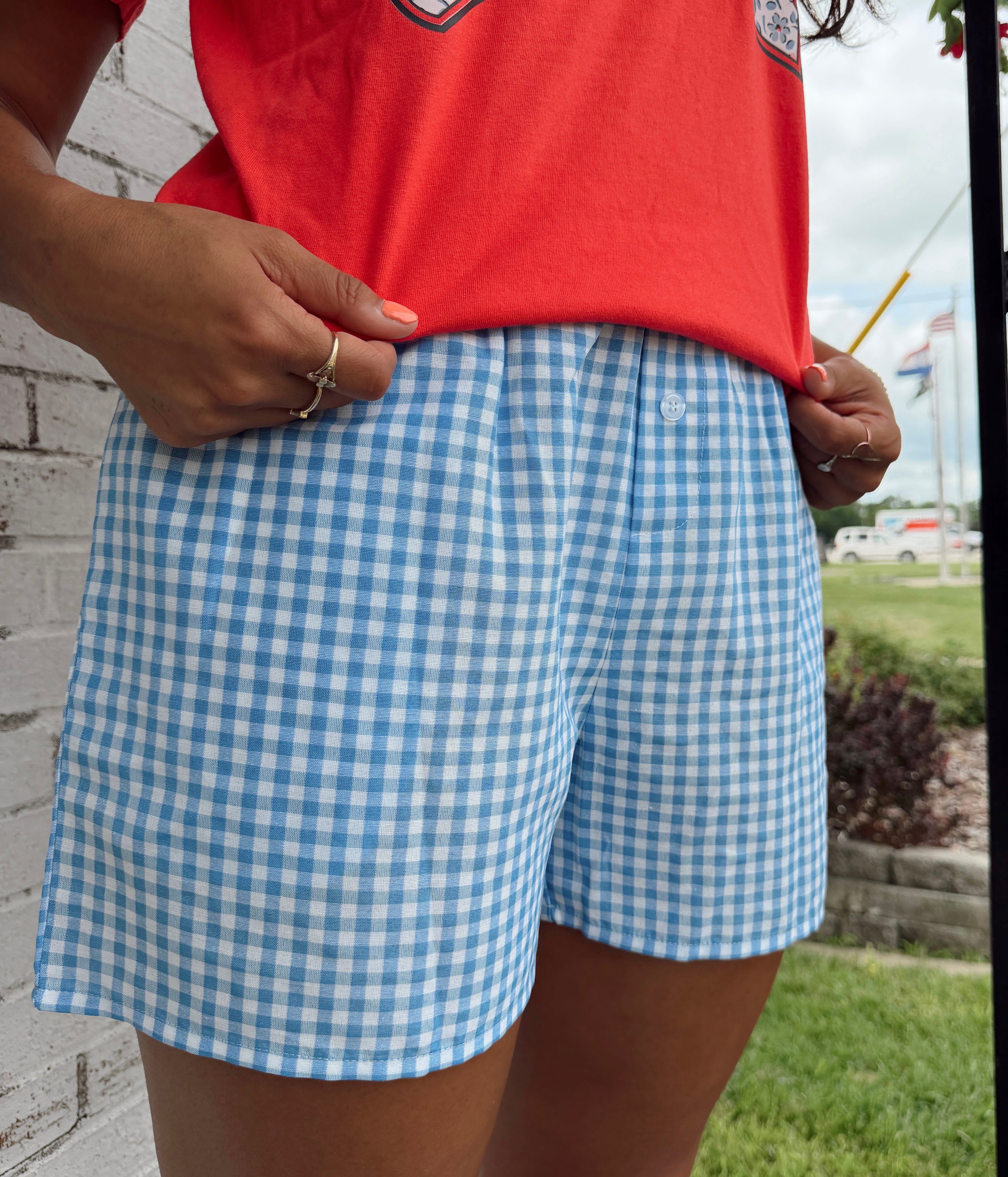 Blue Gingham Shorts