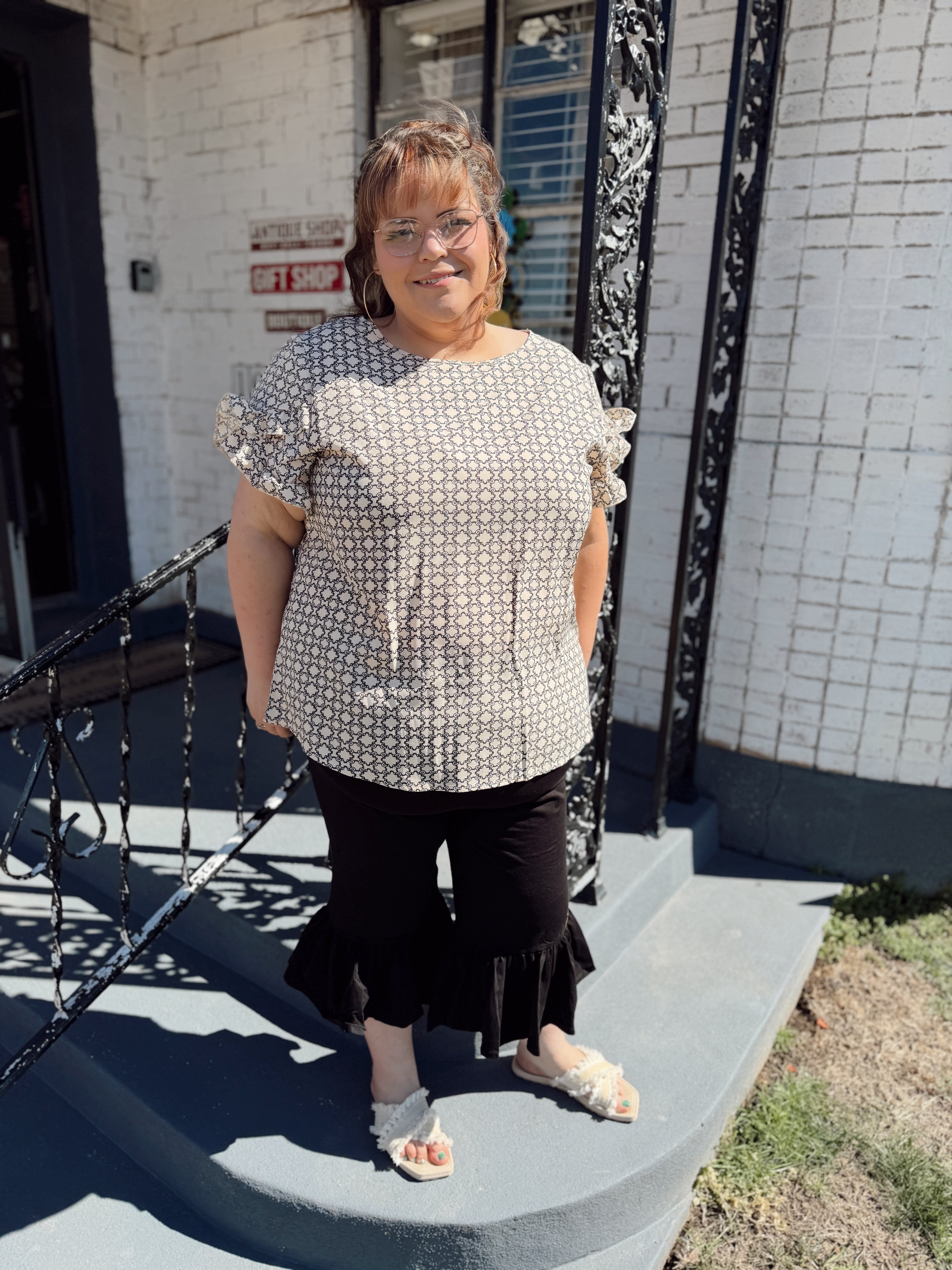 Khaki Print Top