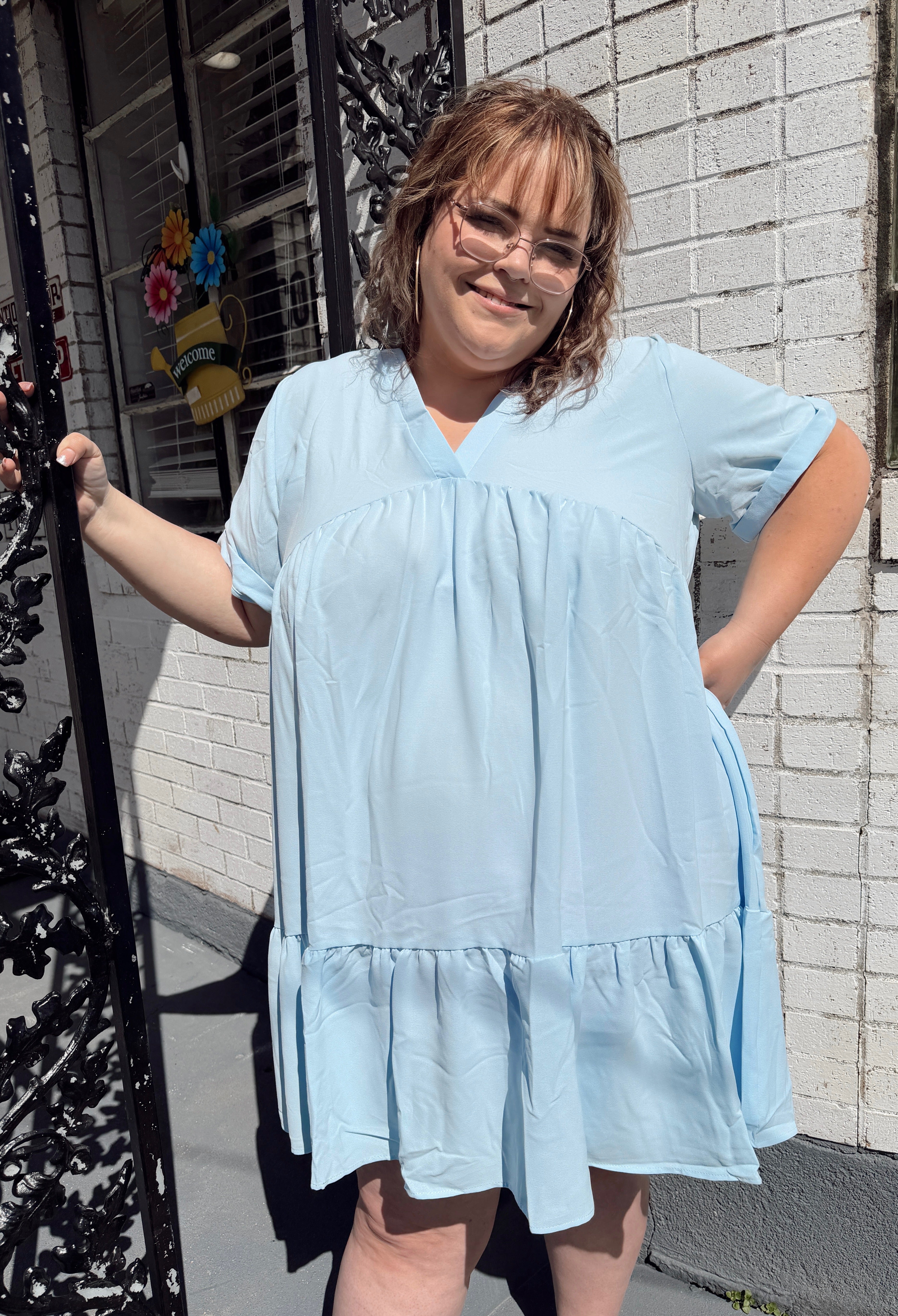 Sky Blue Solid Dress