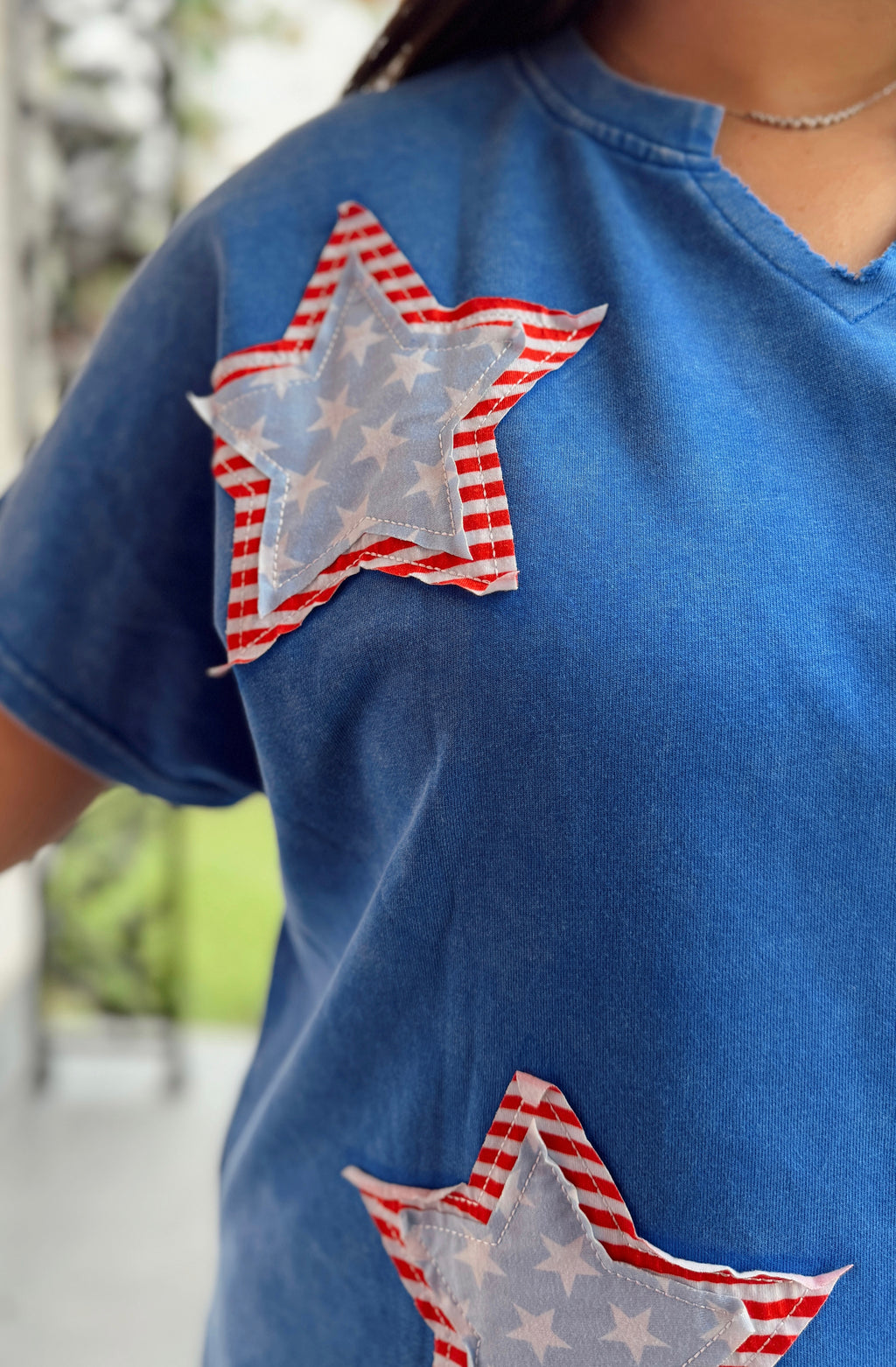 Blue Mineral Washed Star Top