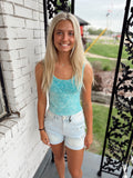 Ice Blue Washed Crop Tee