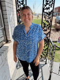 Blue Floral Print Blouse