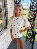 White Polka Dot Top