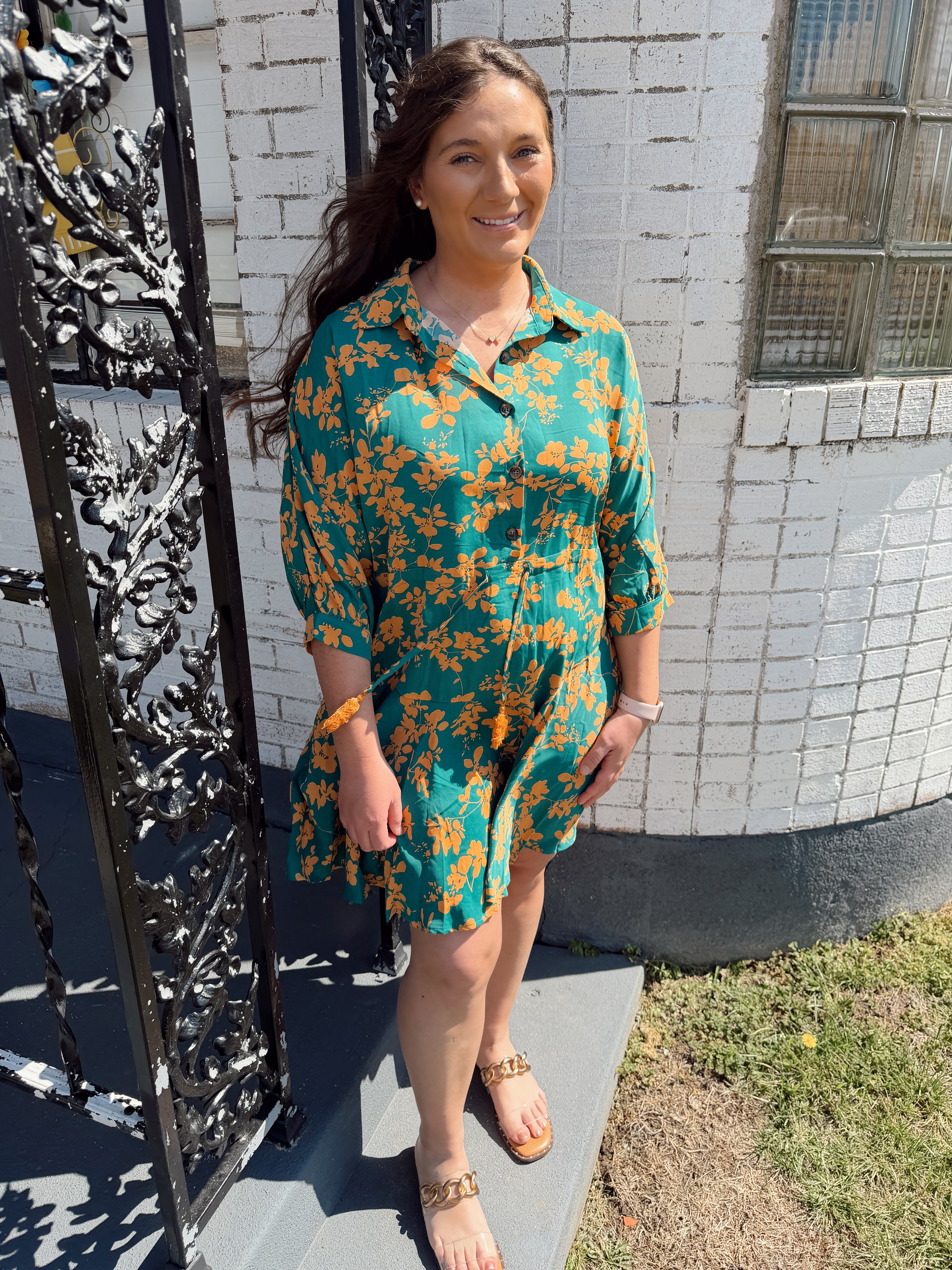 Green Kodi Floral Short Dress