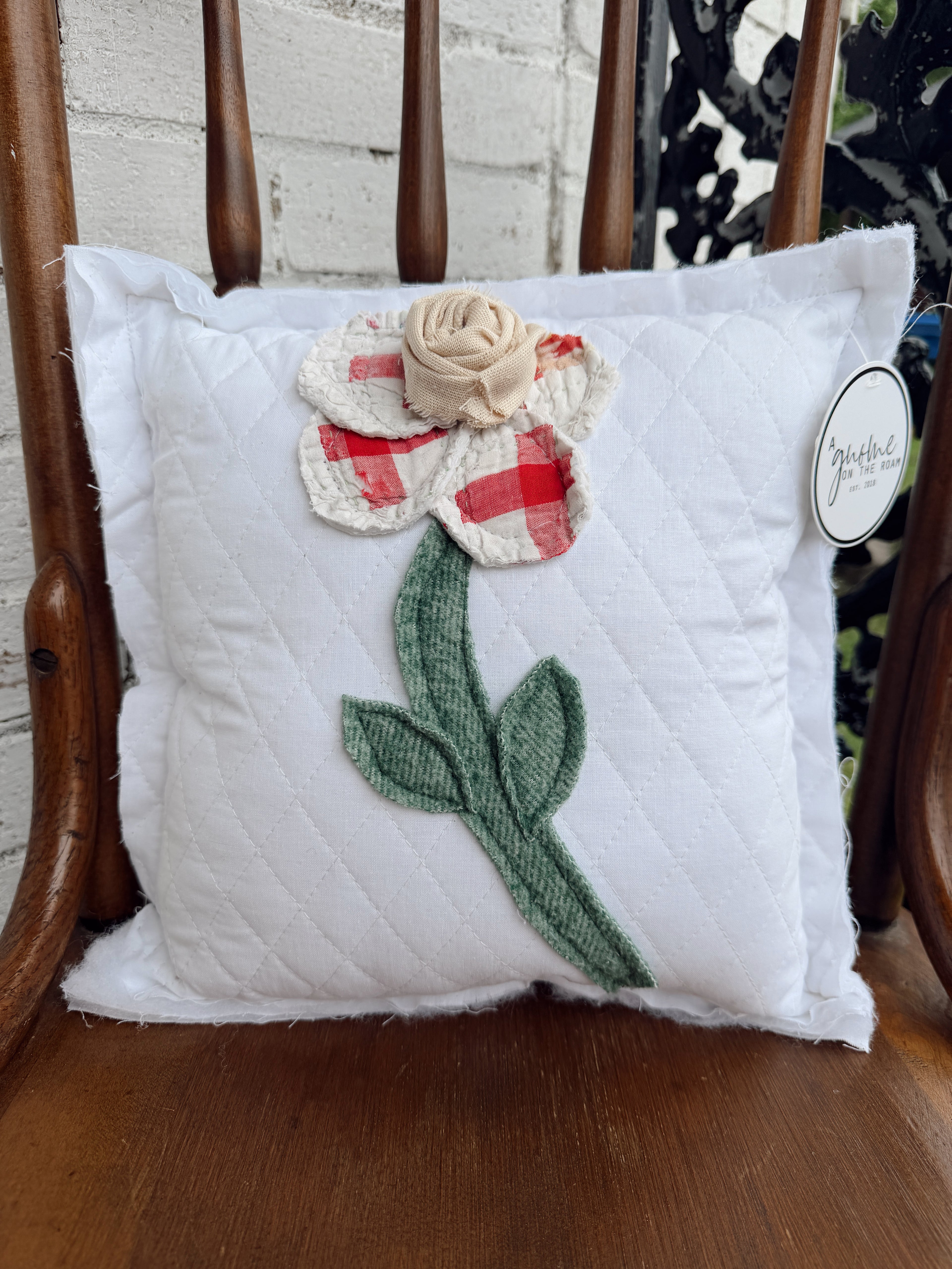Pink Flower Quilt Pillow