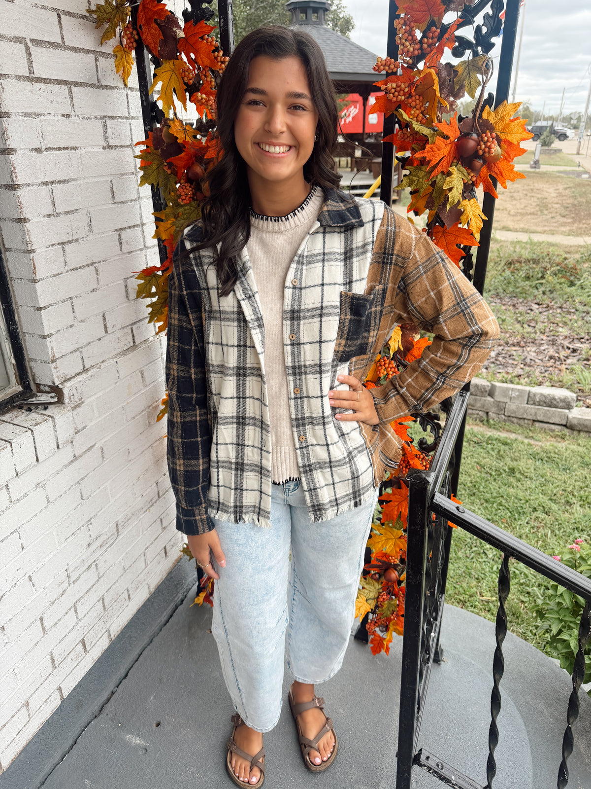 Plaid Button-Up Long Sleeve Shift Silhouette Shacket