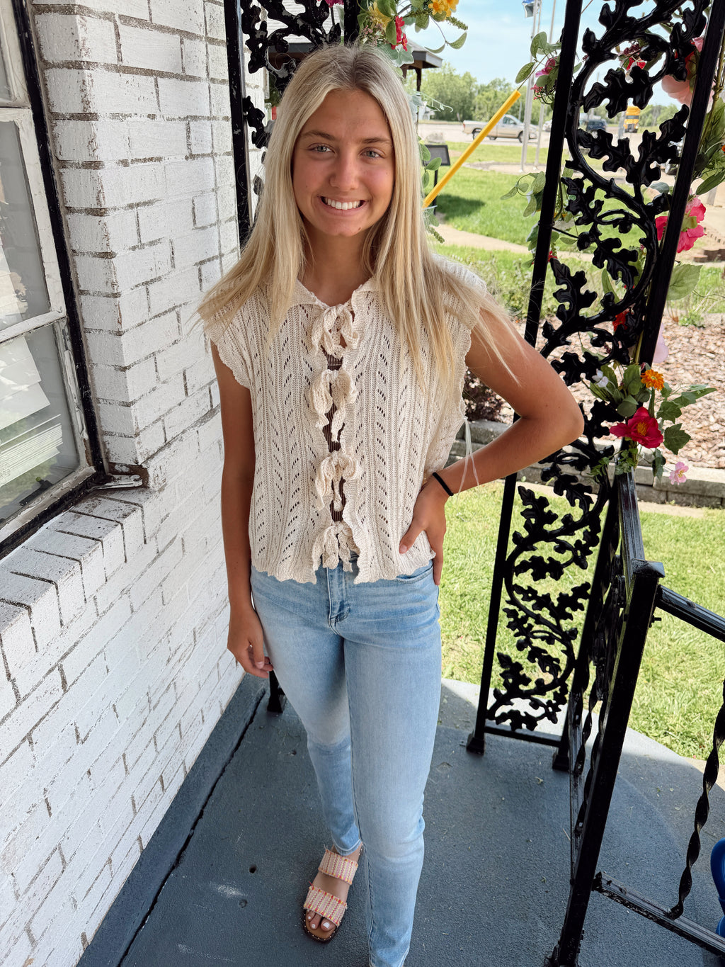 Tie Front Knit Tank Top