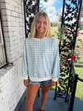 Blue Gingham Sweatshirt