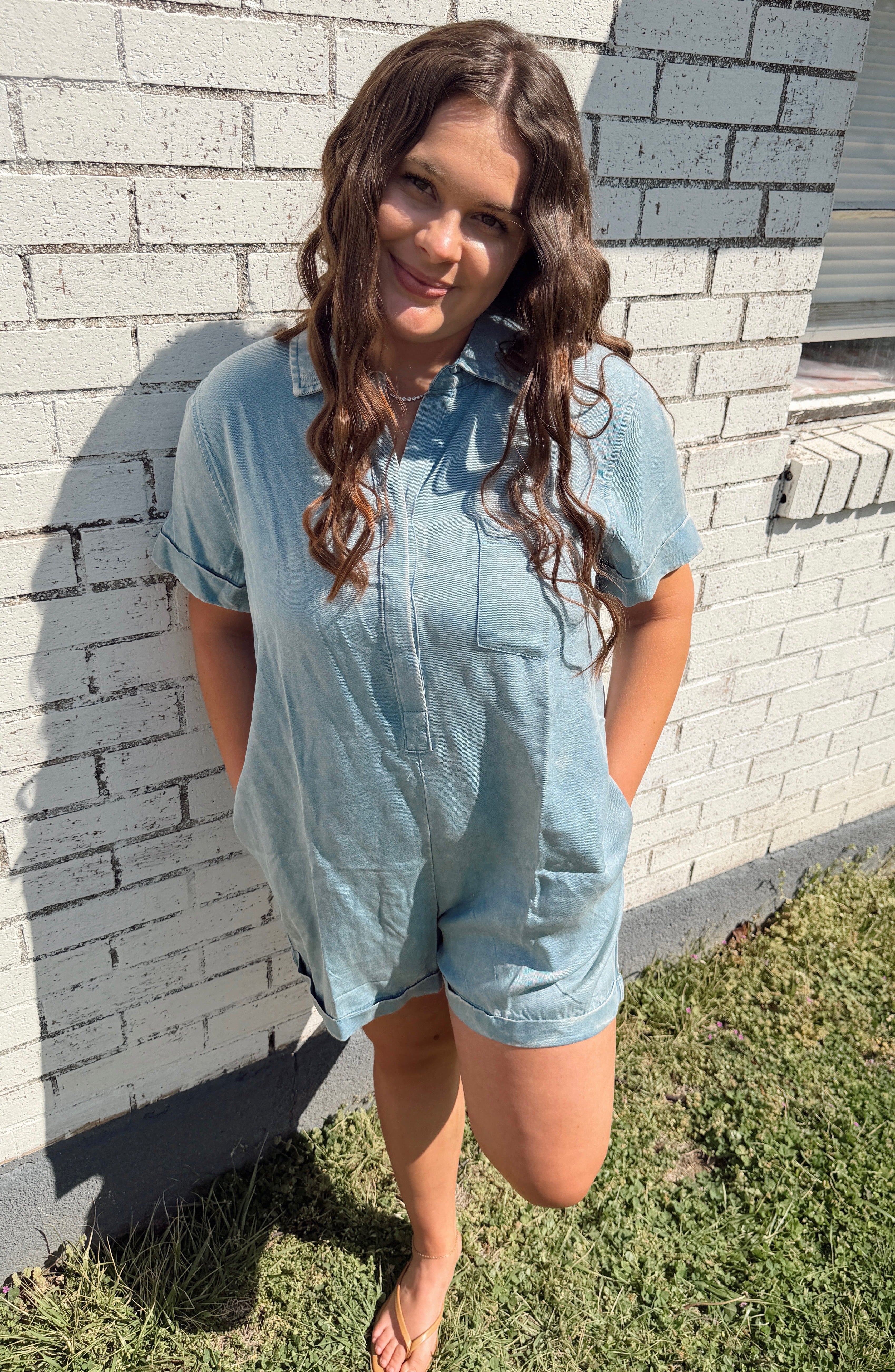 Zenana Mineral Washed Romper