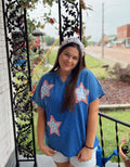 Blue Mineral Washed Star Top