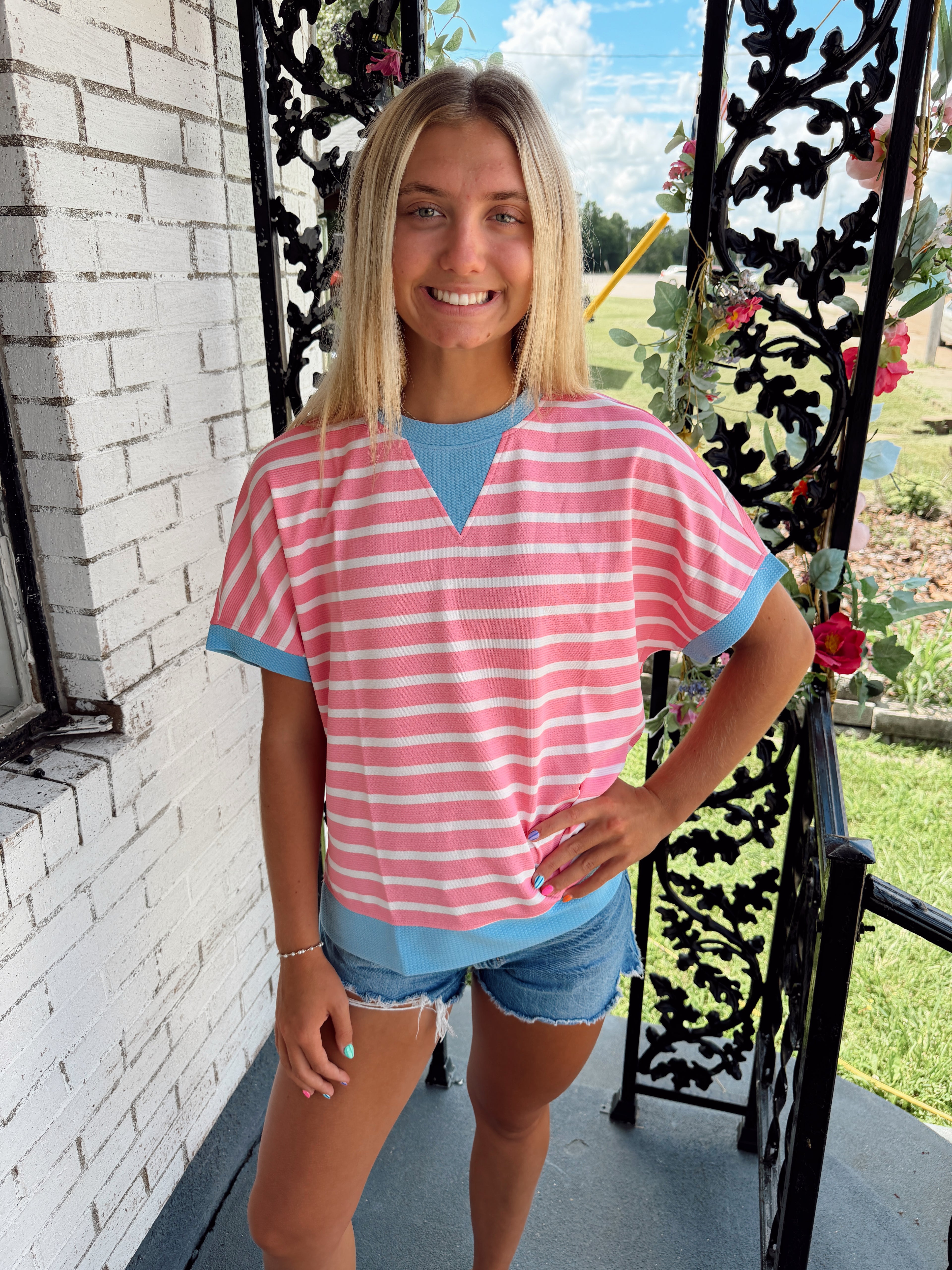 Pink Stripe Top