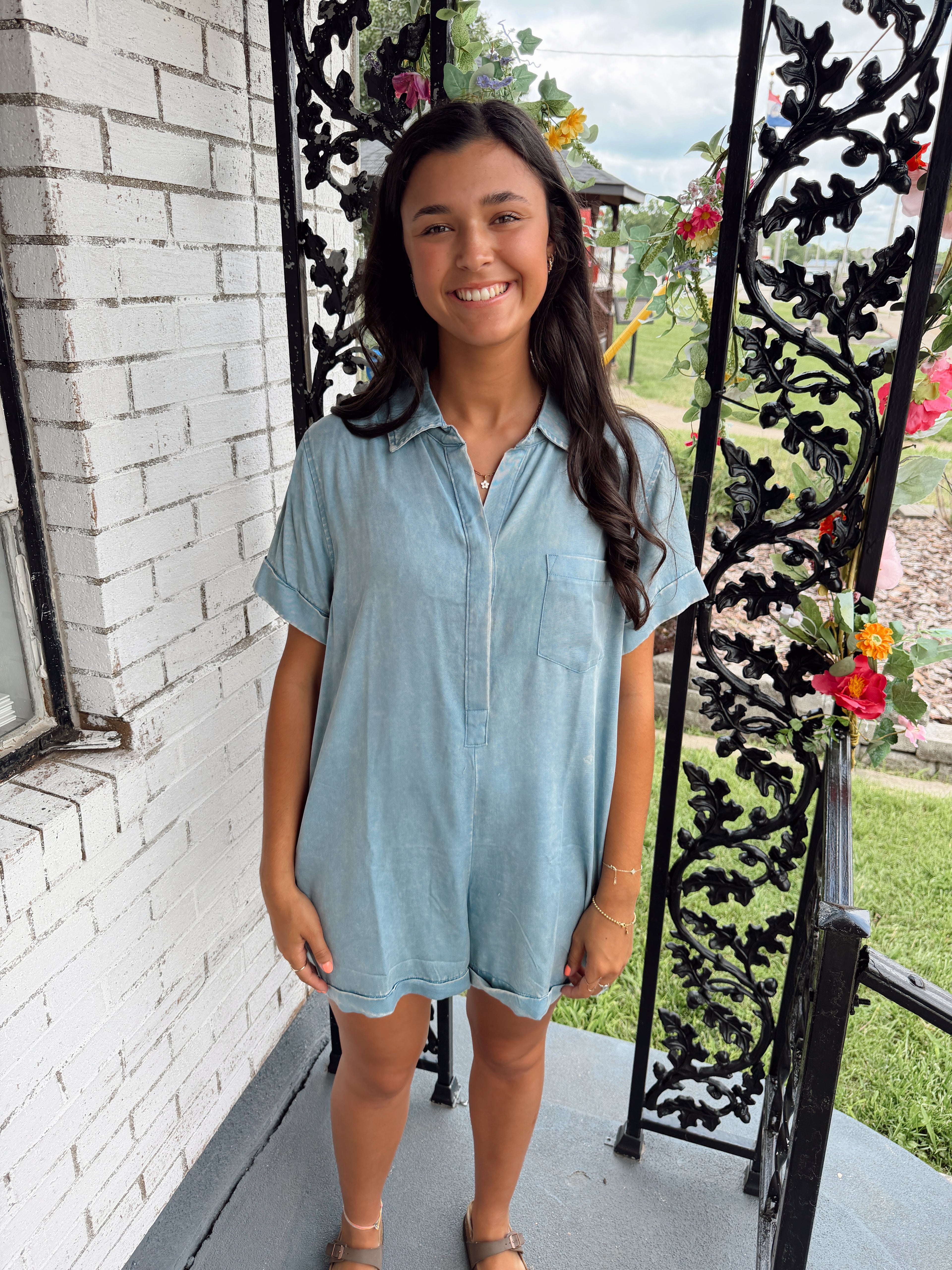 Zenana Mineral Washed Romper
