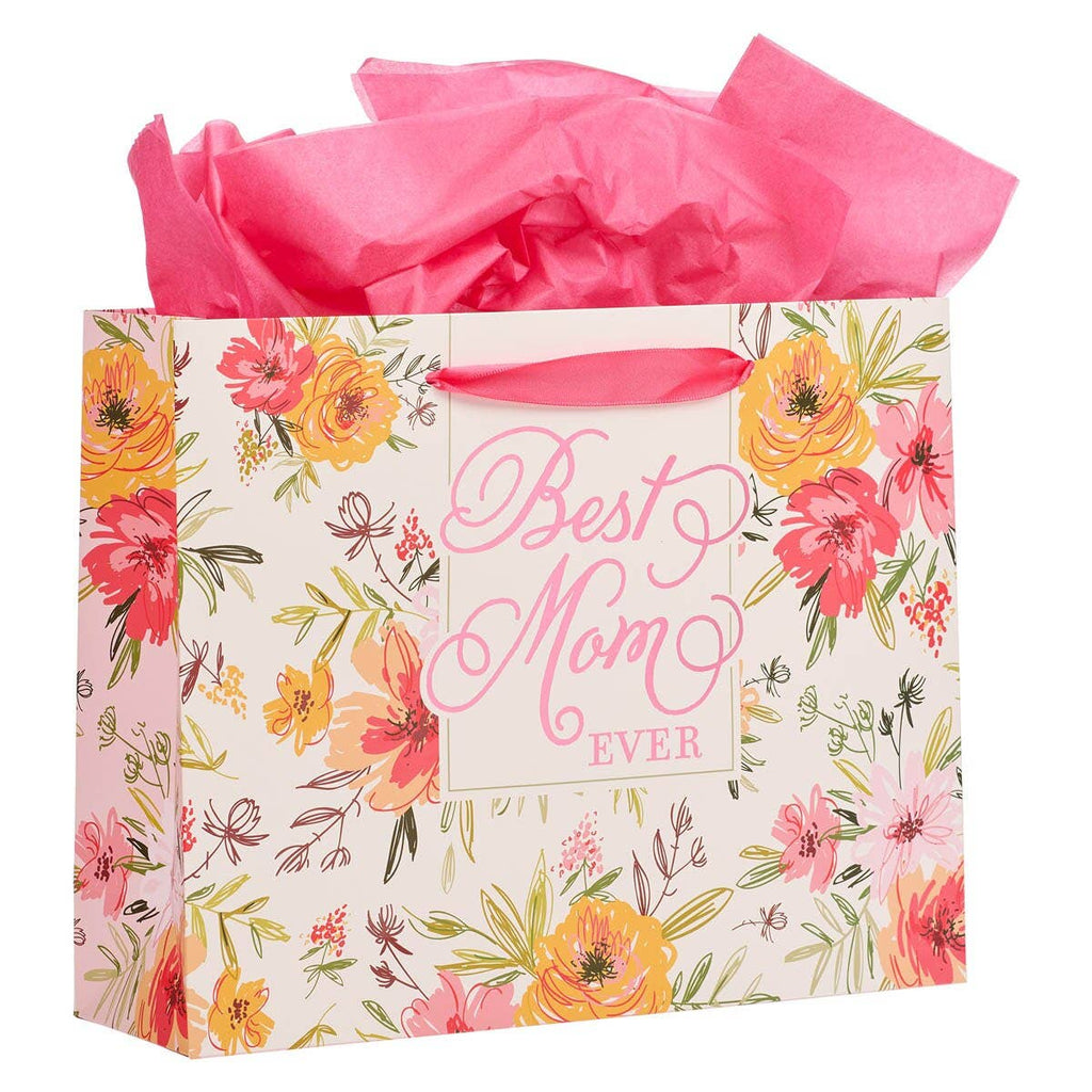 Gift Bag w/ Card LG Landscape Pink Best Mom Ever Isa. 62:4