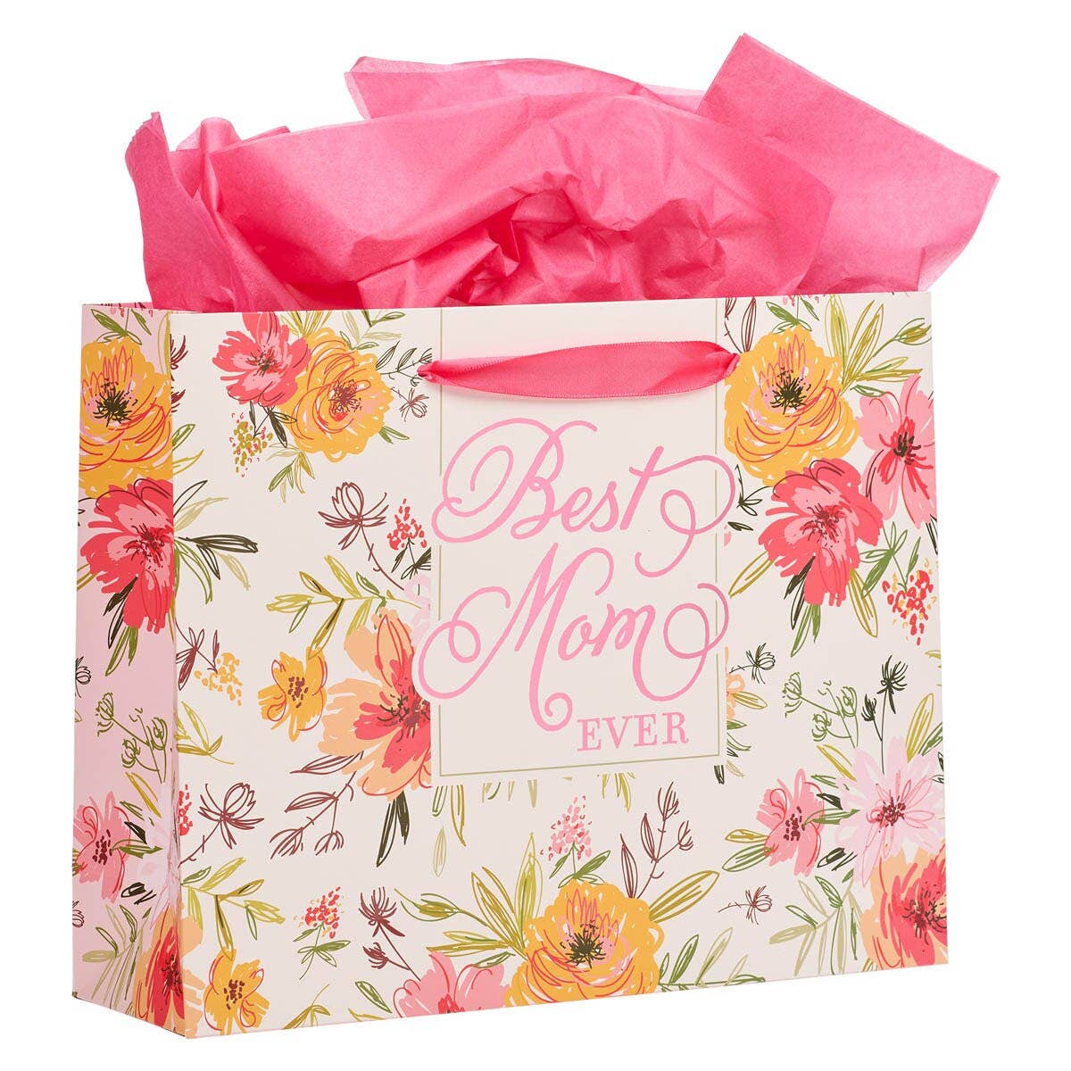 Gift Bag w/ Card LG Landscape Pink Best Mom Ever Isa. 62:4