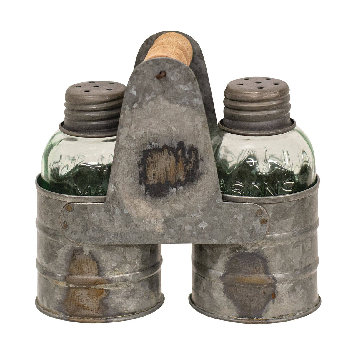 Galvanized Salt & Pepper Cady w/Shakers
