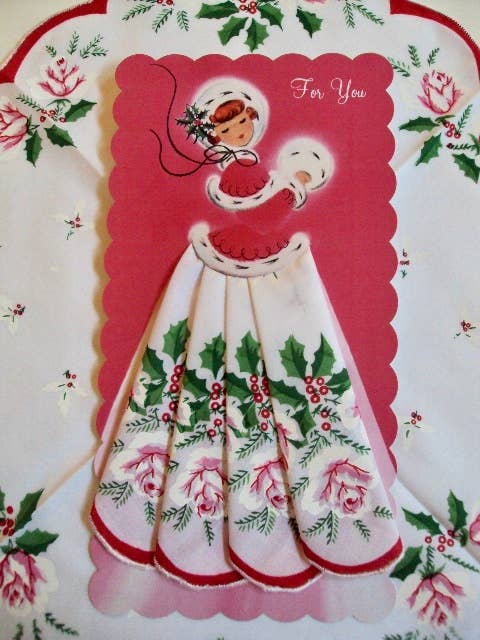 Holiday Lady Keepsake Hankie Card