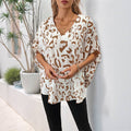 Leopard Print V-Back Dolman Sleeve Pullover Top