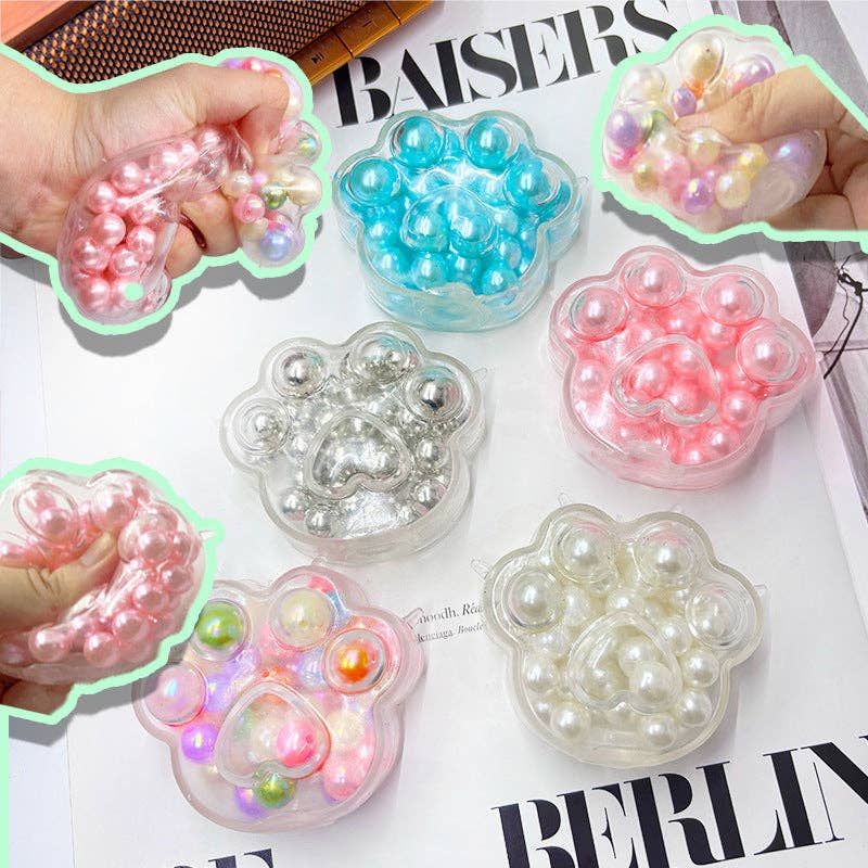 Cat Paw Bead Squishy Clear Sensory Stress Relief Toy