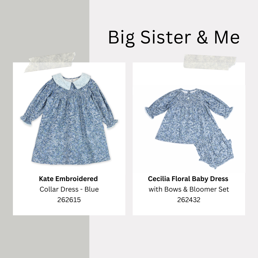 Kate Embroidered Collar Dress - Blue (Organic Cotton)