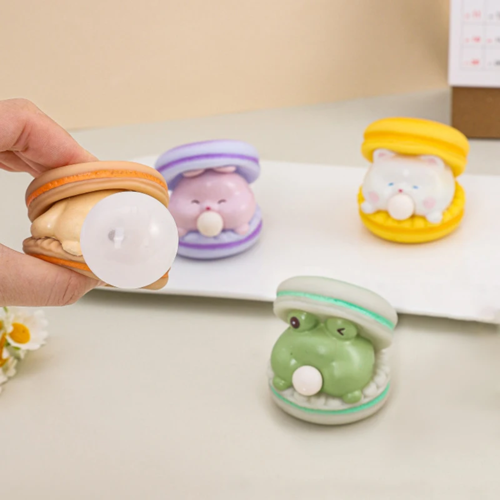 Squishy Toy Cute Animal Spit Bubble Burger, Sensory Fidget Stress Ball