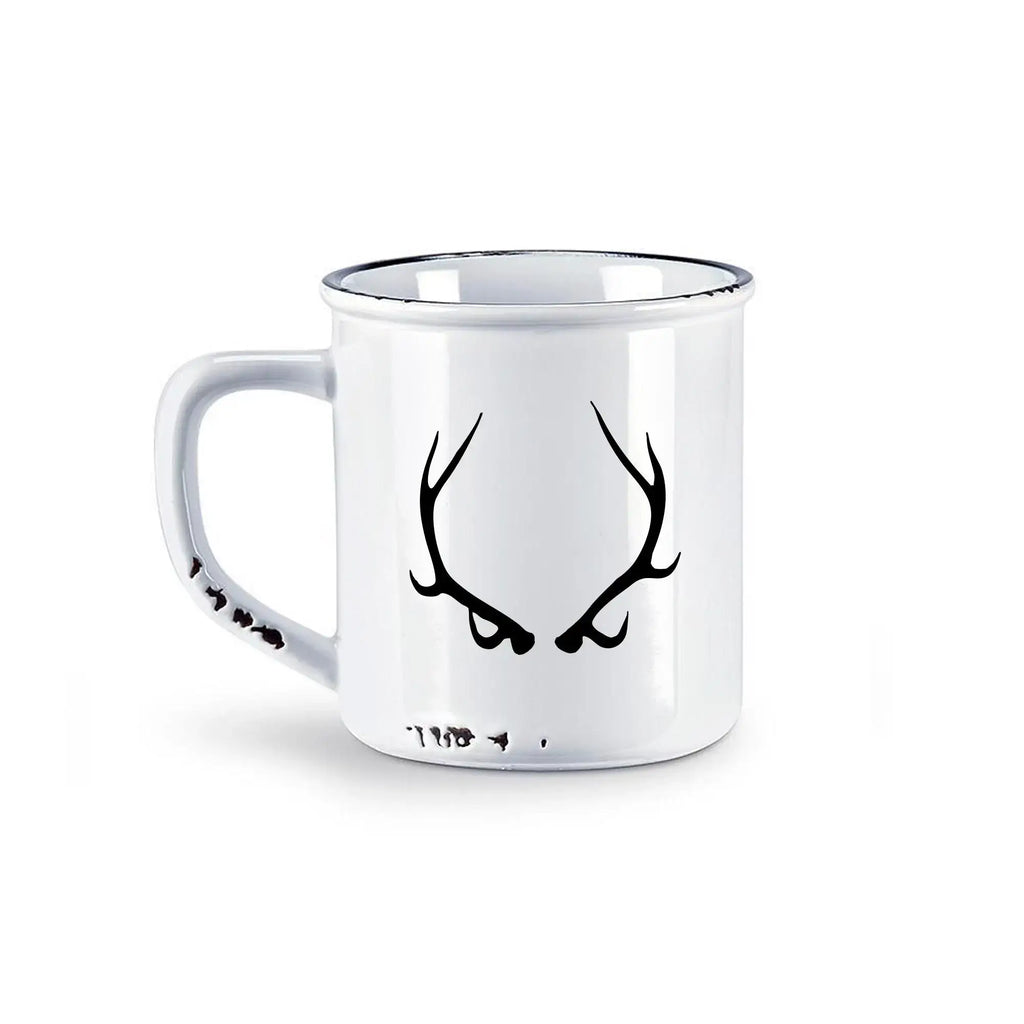 Retro Enamel-Style Camper Mug with Antlers