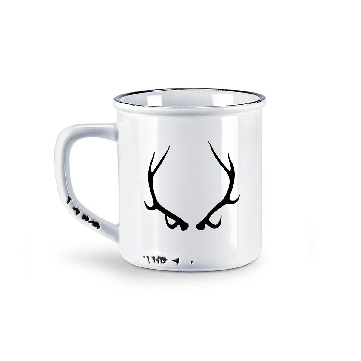 Retro Enamel-Style Camper Mug with Antlers