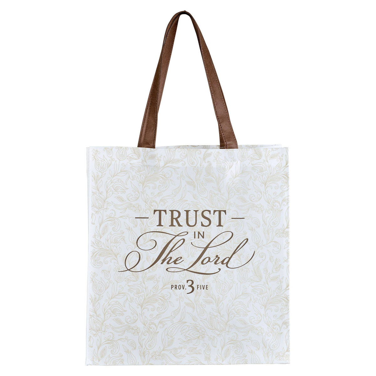 Tote White/Brown Trust in the Lord Prov. 3:5