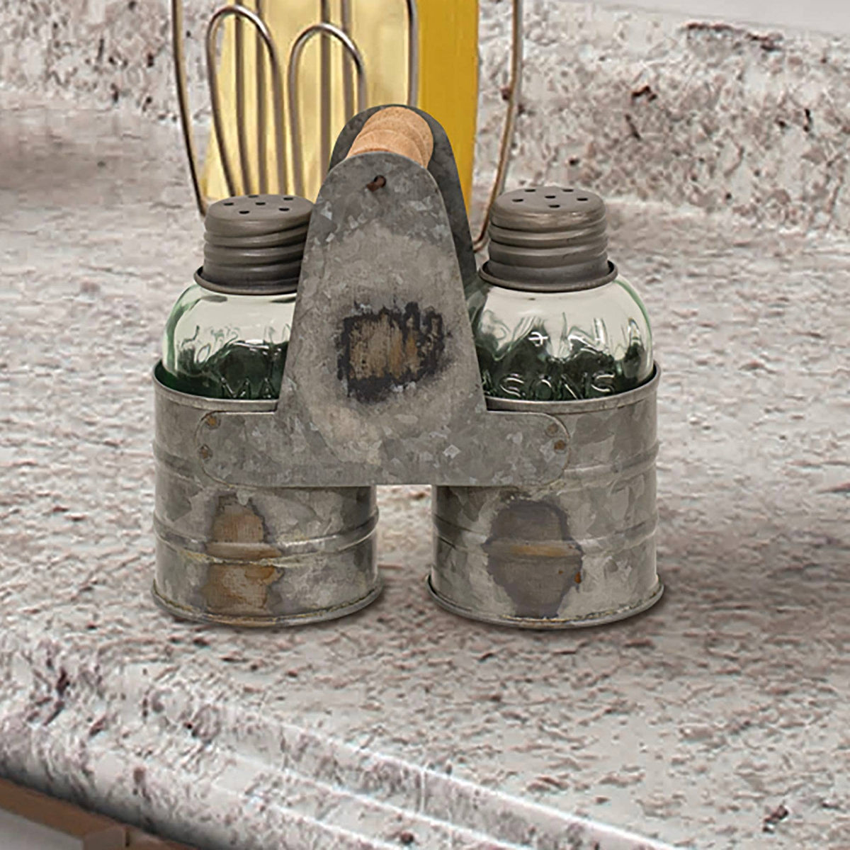 Galvanized Salt & Pepper Cady w/Shakers