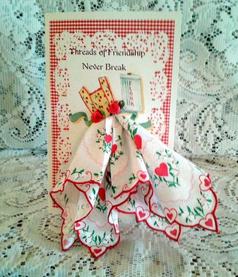Retro Apron Keepsake Hanky Card