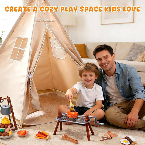 60Inch TeepeeTentWith BBQ Play set Lights Mat Gift Set Included